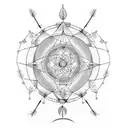 dreamcatcher in nature with guiding life arrows tattoo design idea