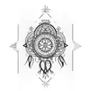 dreamcatcher in nature with guiding life arrows tattoo design idea