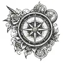 broken compass  tattoo design idea