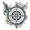 broken compass  tattoo design idea