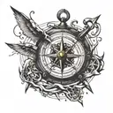 broken compass  tattoo design idea
