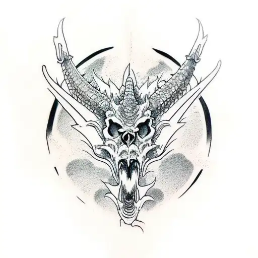 Dragon Skull Tattoo Vector Images (over 490)