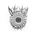 Antler with sunflowers tattoo design idea