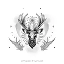 Antler with sunflowers tattoo design idea