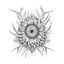 Antler with sunflowers tattoo design idea