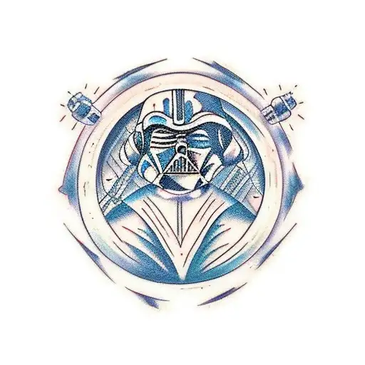 A traditional style tattoo depicting a scene from Star Wars with a musical twist tattoo design idea