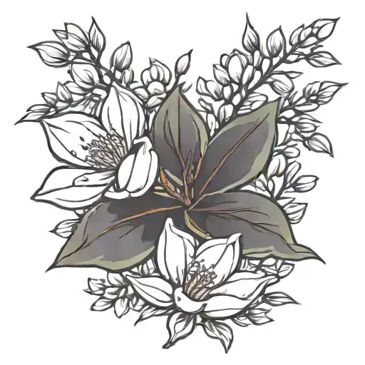 magnolia flower pine tree Georgia tattoo design idea