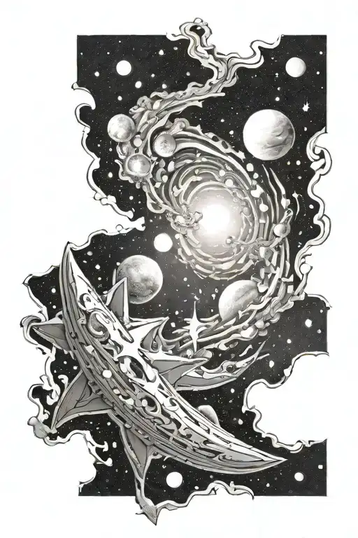 Milky Way galaxy realistic tattoo design idea