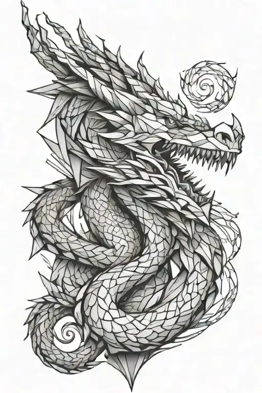 geometric dragon tattoo tattoo design idea
