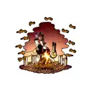 bonfire with treble clef tattoo design idea