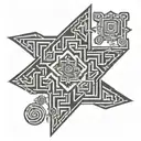 sales rose, geometric symbol, map of crete, cretan labyrinth symbol tattoo design idea