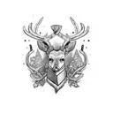 deer antler, axe, crow, Viking tattoo design idea