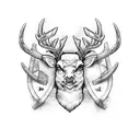 deer antler, axe, crow, Viking tattoo design idea