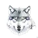 half wolf half panther face with the snake being the lower part of the body tattoo design idea