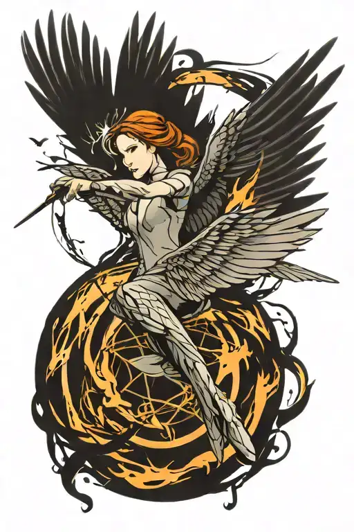 mocking jay bird flying tattoo design idea