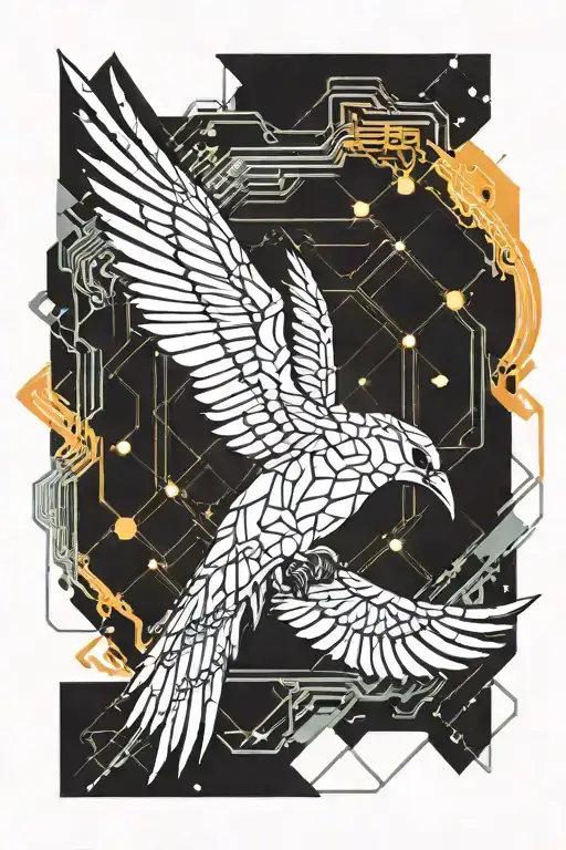 mocking jay bird flying tattoo design idea
