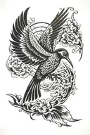 mocking jay bird flying tattoo design idea