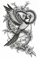 mocking jay bird flying tattoo design idea