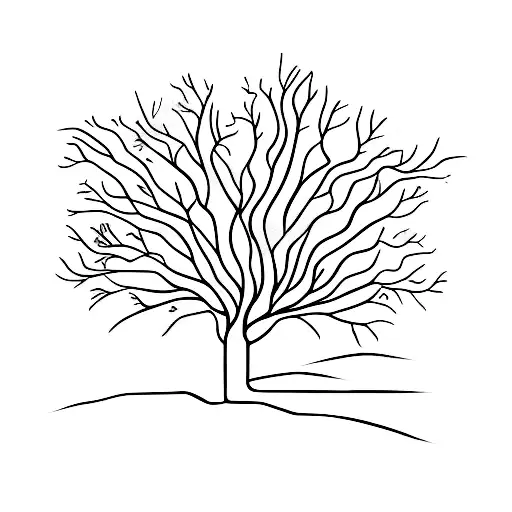 Stoicism symbolized through a minimalist illustration of a strong and resilient tree tattoo design idea