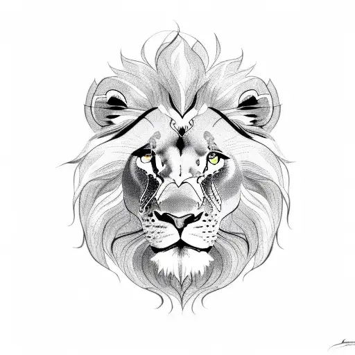 half lion face half sun tattoo design idea