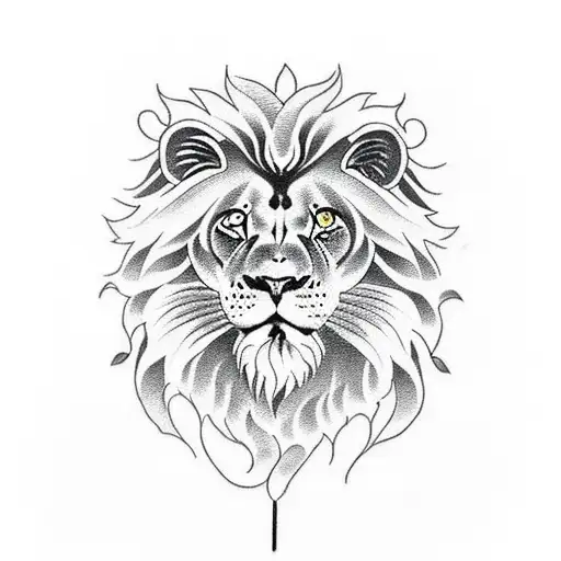 half lion face half sun tattoo design idea