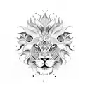 half lion face half sun tattoo design idea