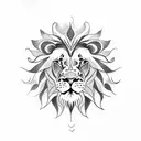 half lion face half sun tattoo design idea