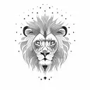 half lion face half sun tattoo design idea