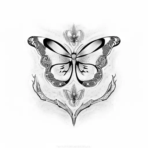 butterfly pattern with skull  tattoo design idea