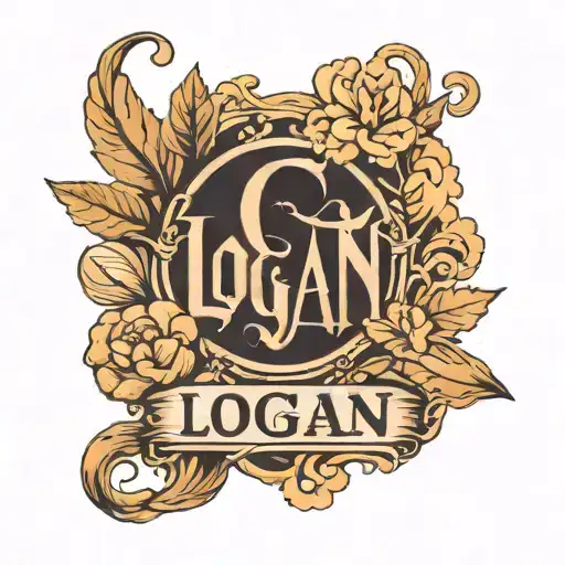 the name Logan in a negative space style  tattoo design idea