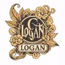 the name Logan in a negative space style  tattoo design idea