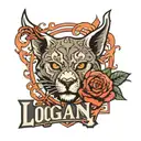 the name Logan in a negative space style  tattoo design idea