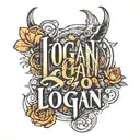 the name Logan in a negative space style  tattoo design idea