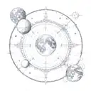 waxing gibbous moon phase tattoo design idea