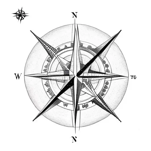 compass as moon in night sky  tattoo design idea