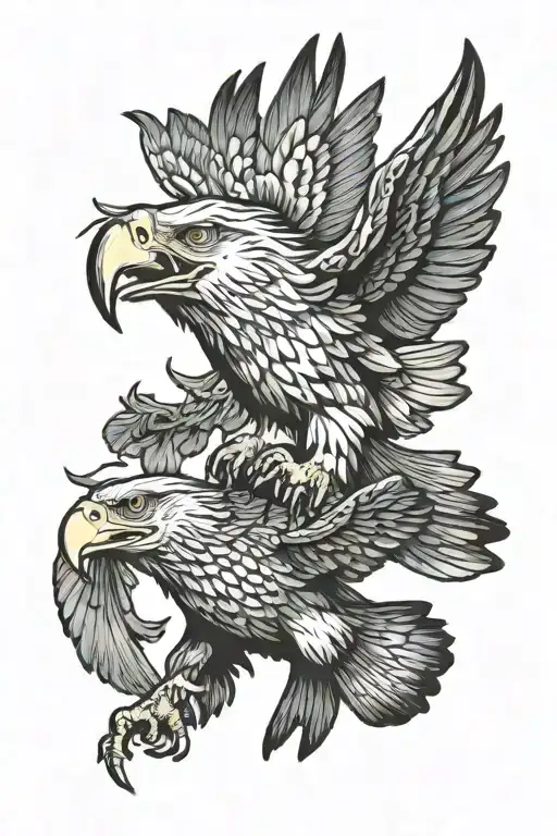 eagle, bass fish, antlers tattoo design idea