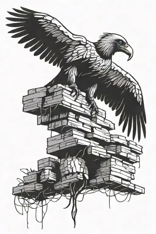 vulture perched on a stack tattoo design idea