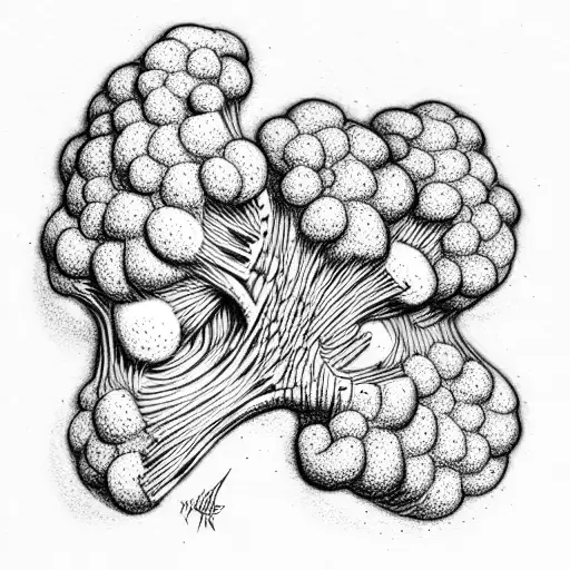 Dotwork Broccoli Rubberhose Cartoon Tattoo Idea  BlackInk