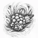 broccoli rubberhose character  tattoo design idea