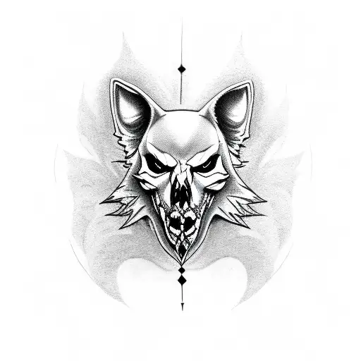 gothic Wolf with skull tattoo design idea