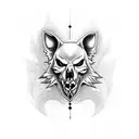 gothic Wolf with skull tattoo design idea