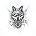 gothic Wolf with skull tattoo design idea