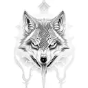 gothic Wolf with skull tattoo design idea