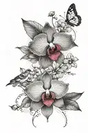 orchids, Robin, mandala design incorporating elements tattoo design idea