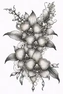 orchids, Robin, mandala design incorporating elements tattoo design idea