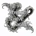 strength, semi colon, survivor, rise again, love, zero fucks to give tattoo design idea
