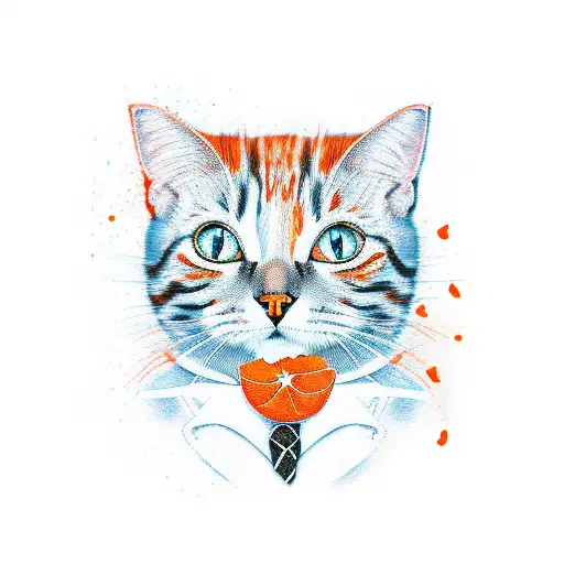 orange cat tattoo design idea