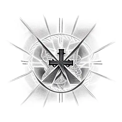 crawler crane with biblical cross tattoo design idea