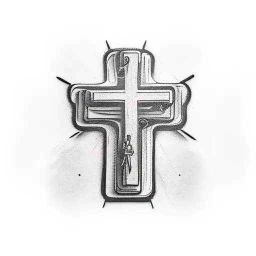 heavy duty construction equipment with biblical cross tattoo design idea