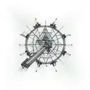 construction crane in front of cross tattoo design idea